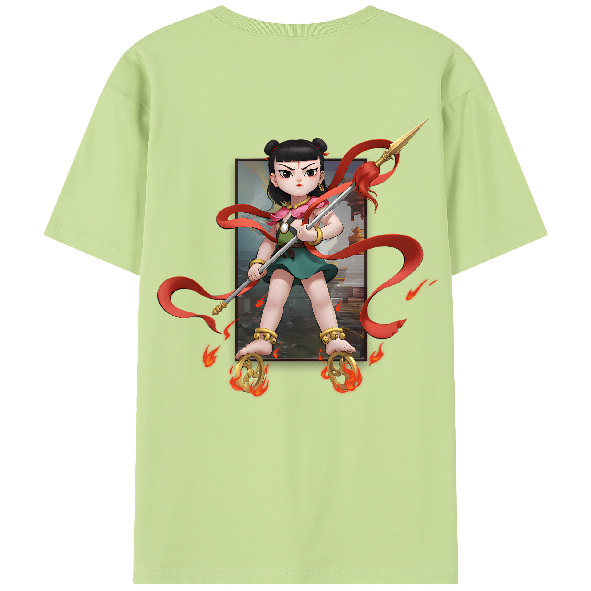 （画像用） Ne Zha 2 ナタ 魔童の大暴れ 綿100％半袖Tシャツ（背面プリント）